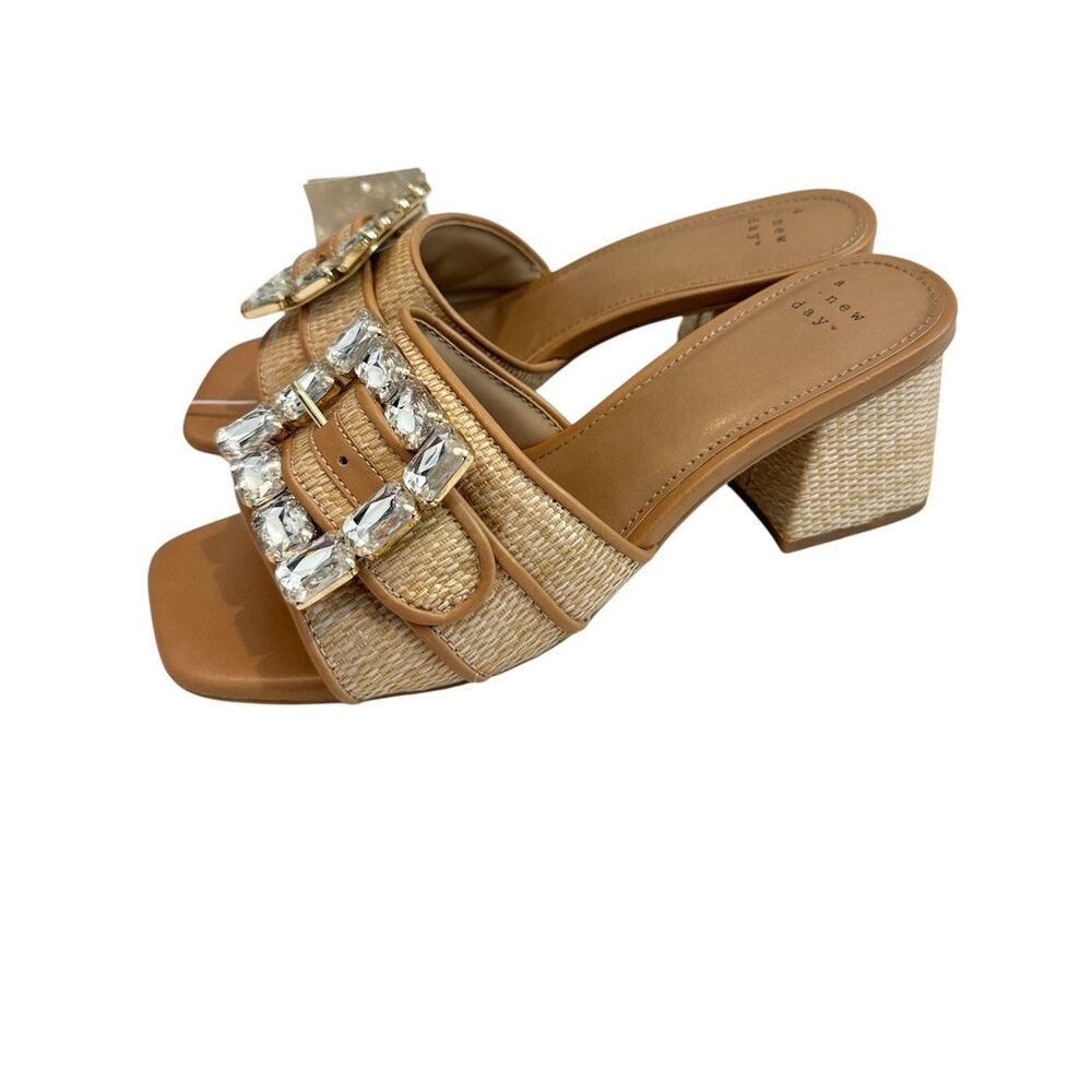 A New Day 10 raffia embellished buckle block heel sandal 3640